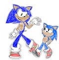 Modern and Classic Sonic hanging out by Nicole55