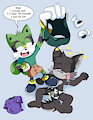 Donovan the Raccoon Vs. James the Wolf (Commission) by EmperorCharm