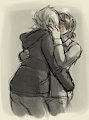Smooching in a staircase or something