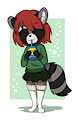 Raccoon girl drinking soda