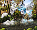 Forest Sparring - Commission for TheShadyVisitor by DreamAndNightmare