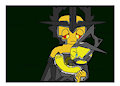 Solaris carrying young Luminous out of the maze