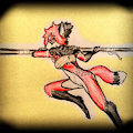 Kaoru charging in with a staff