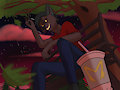 Domi on His Bench (Collab w/ Duzt) by Domidark