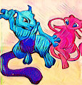 Mew and Mewtwo by wrightmother82
