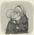 smoochtober day 14: Bashful kiss by Saucy