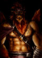 A warrior lion emerges from the darkness by lowemond