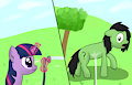 Filly Gets the Hose by CraftyCirclePony