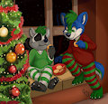 Stealing Santa’s cookies.