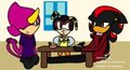Espio, Charmy and Shadow -dinner- :3