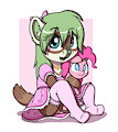 Cute Dook with her favorite plushie