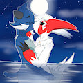 Samurott Zangoose under the moonlight