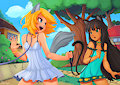 Cat and DogGirl - Taking a walk (Commission)