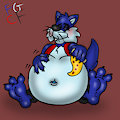 Pizza stuffed blue wolf