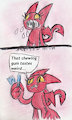 Satina tries gum.