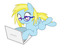 With her laptop by DaMagics
