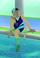 Yang-Mei and sport swimsuit at pool
