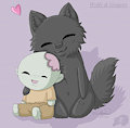 Wolfy Just A-Huggin' Her Zombie