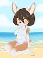 Penelope being precious by the beach, by Clara