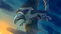 Icedragon flying with Aures by dragonrider65