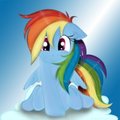 Rainbow Dash on a Cloud