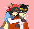 The Ferret Snuggles Her Raccoon