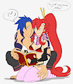 Yoko teaches Kamina reading by CobaltPie
