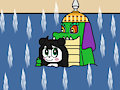 Moe and Yaya bathing in a hot spring