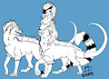 Rynn and her guard dogs by dreamdog