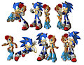 Sonic and Sally poses/expressions practice by zeiramzero