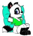 Pandr Pandafox leaning on pillow colored by Pandr