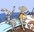 Old Oekaki: Girls on a Boat