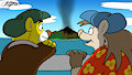 "A volcano? Oh! Yeah! Look, Bobby! You can see it!"