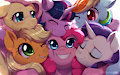 Mane 6 grouphug by Evomanaphy