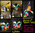 rainbow parrot/wolf hybrid fursuit head