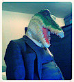 Croc is all puffed up in a suit