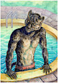 Refreshing dip in the swimming pool