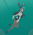 Bunny girl in a summer swim