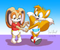 Tails helps Cream Walk -By CoffeehoundJoe-