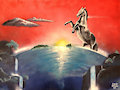 Surreal horse painting by Morkulv
