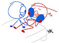 red x blue feet