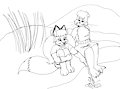 Little Vicky With an Otter Friend