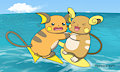 Raichu & Alolan Raichu by Sawarareshi