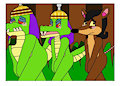 Pinstripe and the Komodo Bros lost in the nude
