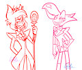 Hazbin Hotel~ Angel and Alastor sketches