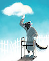 Old (young) wolf yells at clouds commission by jellopowderx by NaumWolf