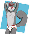 Alex the gray squirrell in underwear