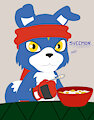 Just a Gaomon eating cereal with a spoon by SVeemon