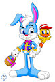 Easter Bunny and Chick by JungleHobidon