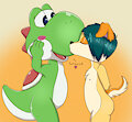 *Commission* Kissing Yoshi on his snoot